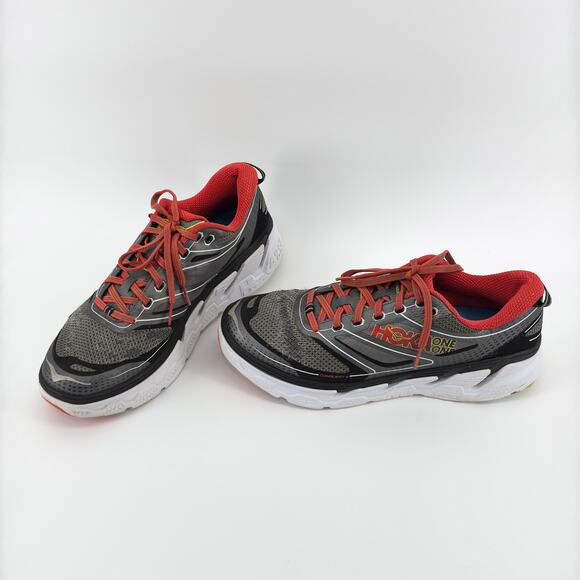 Hoka One One Conquest 3 Road Running Shoes Men’s 9.5 Black/Red Athletic Sneakers - Picture 3 of 11